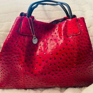 Red Textured Tote Bag with Black Handles - Big Buddha
